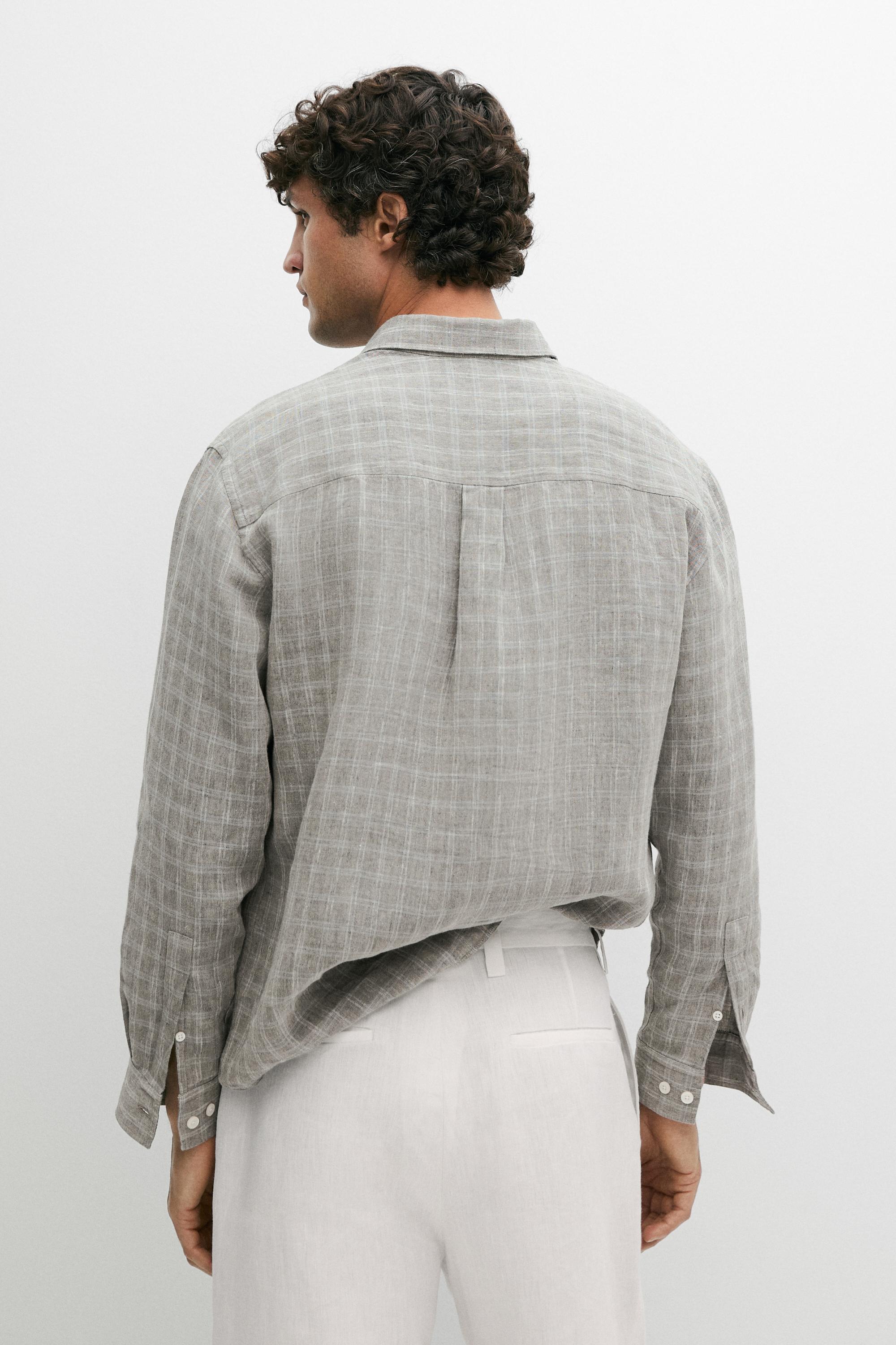 100% linen check shirt